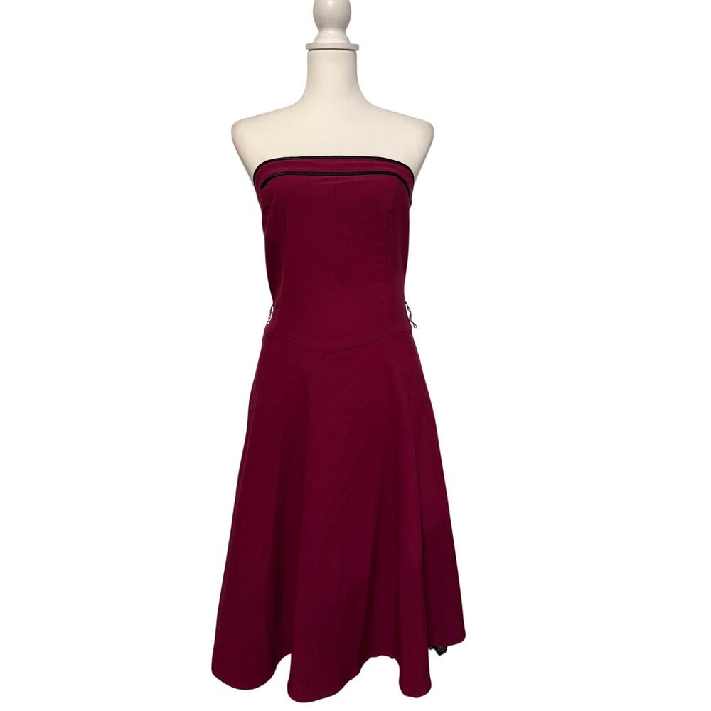 Vintage Y2K Ruby Rox Red and Black Strapless Flare Dress Size 9